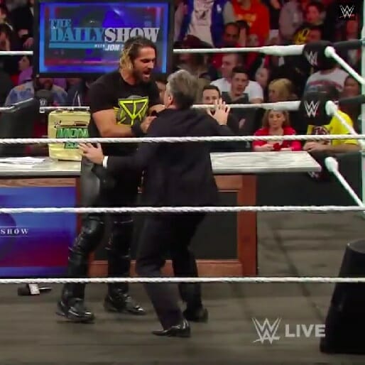 Watch Jon Stewart Kick a Man on Last Night's WWE Raw