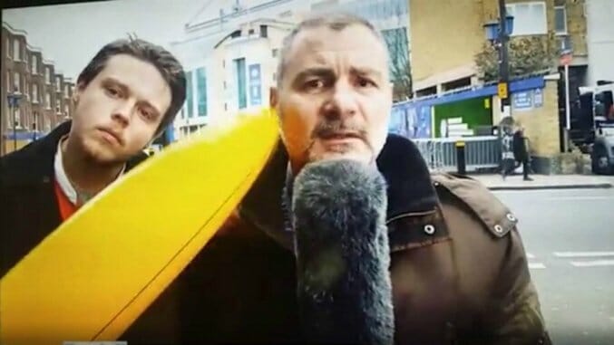 Watch: A Reporter Has A Run-In With An Inflatable Banana On Transfer Deadline Day