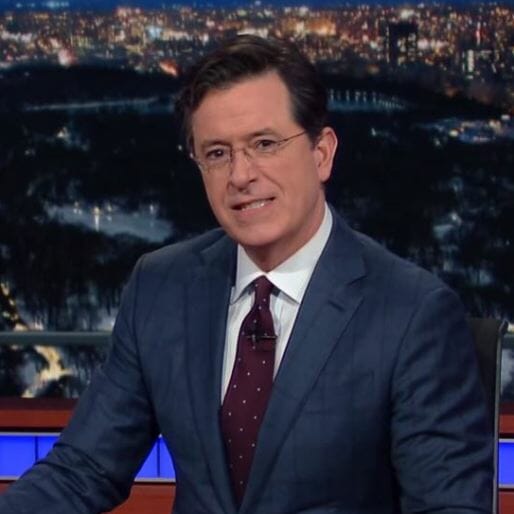 Watch Colbert on Mitt Romney and the GOP's War on Trump