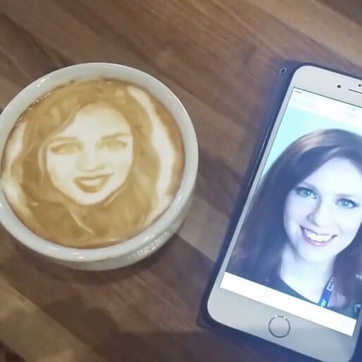 A Latte Selfie In Action