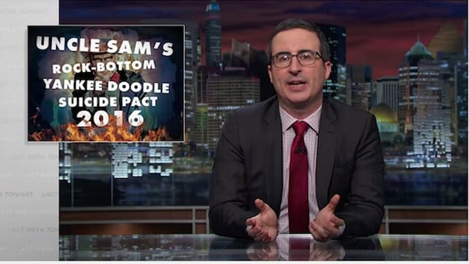 John Oliver Officially Endorses Pets in Human Clothes and Pushing Tin