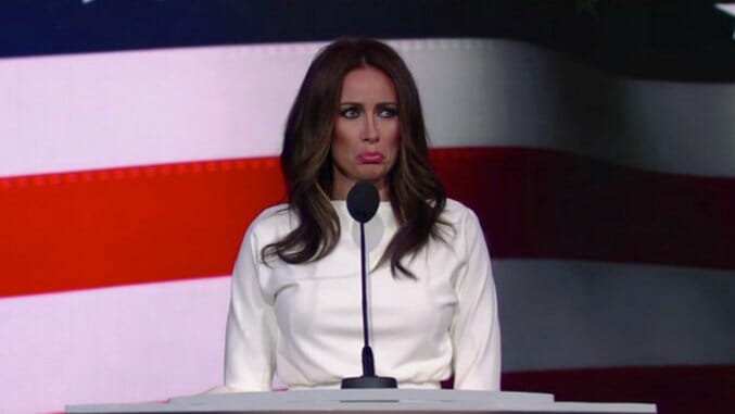 “Melania Trump” Borrows a Few Words for RNC Speech Explanation on Colbert