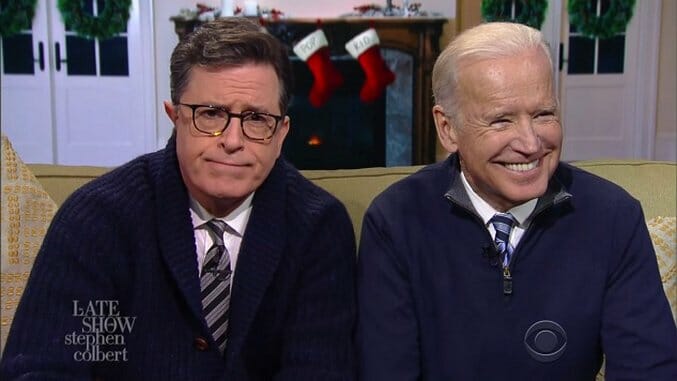 Stephen Colbert, Joe Biden Hold a Family Meeting with America