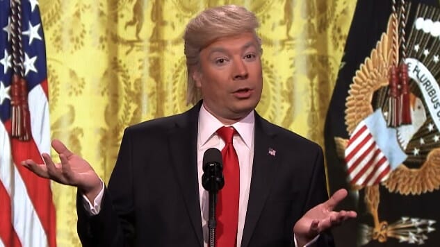 Watch Jimmy Fallon Reenact Trump’s Press Conference