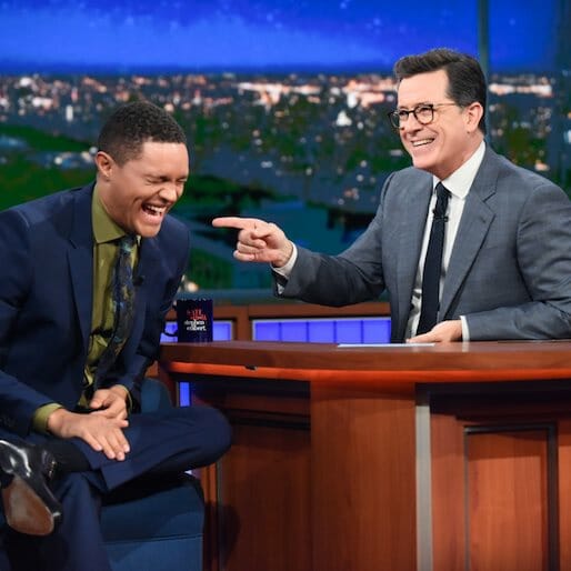Watch Trevor Noah and Stephen Colbert Try to Trade Presidents on The Late Show