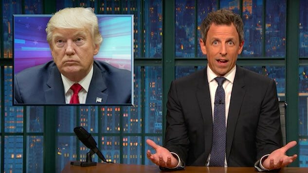 Watch Seth Meyers Take “A Closer Look” at Trump’s “Unhinged Frenzy” Over the Weekend