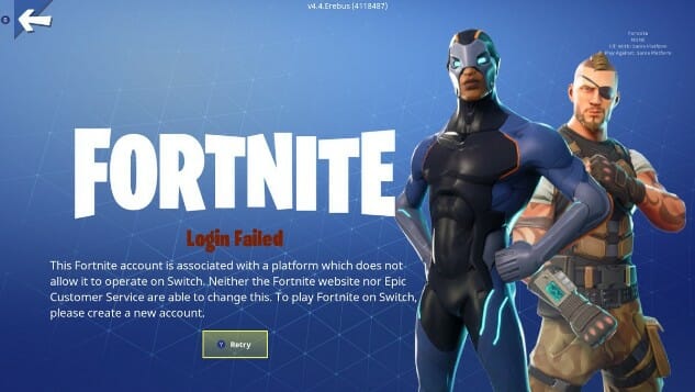 Fortnite Accounts Blocked on Nintendo Switch for PS4 Users