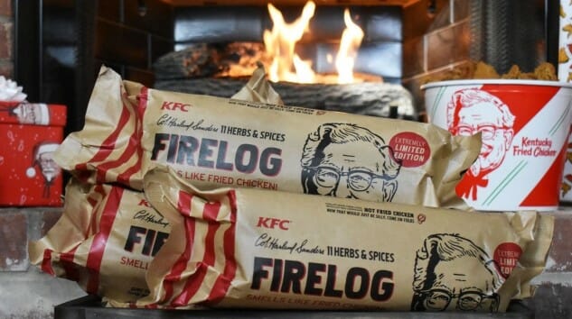 Capture the Holiday Spirit with KFC’s Insane New CHICKEN SCENTED Firelog