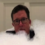 Watch a Social-Distancing Stephen Colbert Host The Late Show from His Bathtub