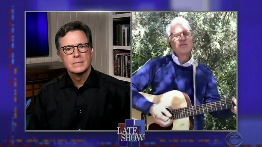 Watch Stephen Colbert Try to Stop Steve Martin from Playing “We Are the World”