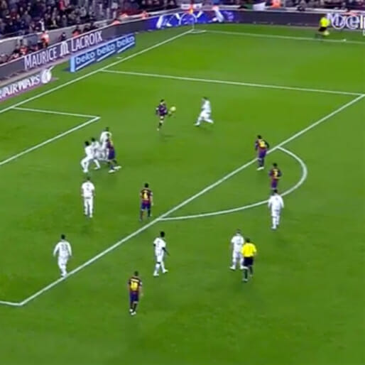 Leo Messi Spins 360 Degrees to Bring the Ball Down and Score