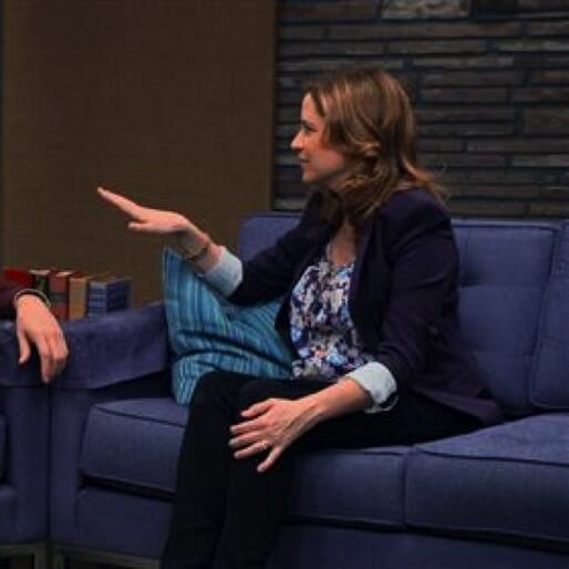 Comedy Bang! Bang!: “Jenna Fischer Wears A Floral Blouse and Black Heels”