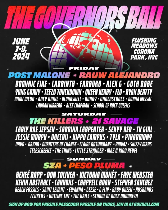Governors Ball 2024 Lineup Announced